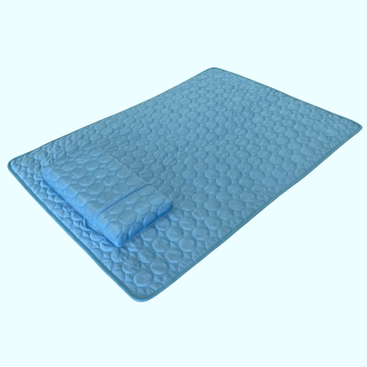 Blue Pet Cooling Blanket With Pillow