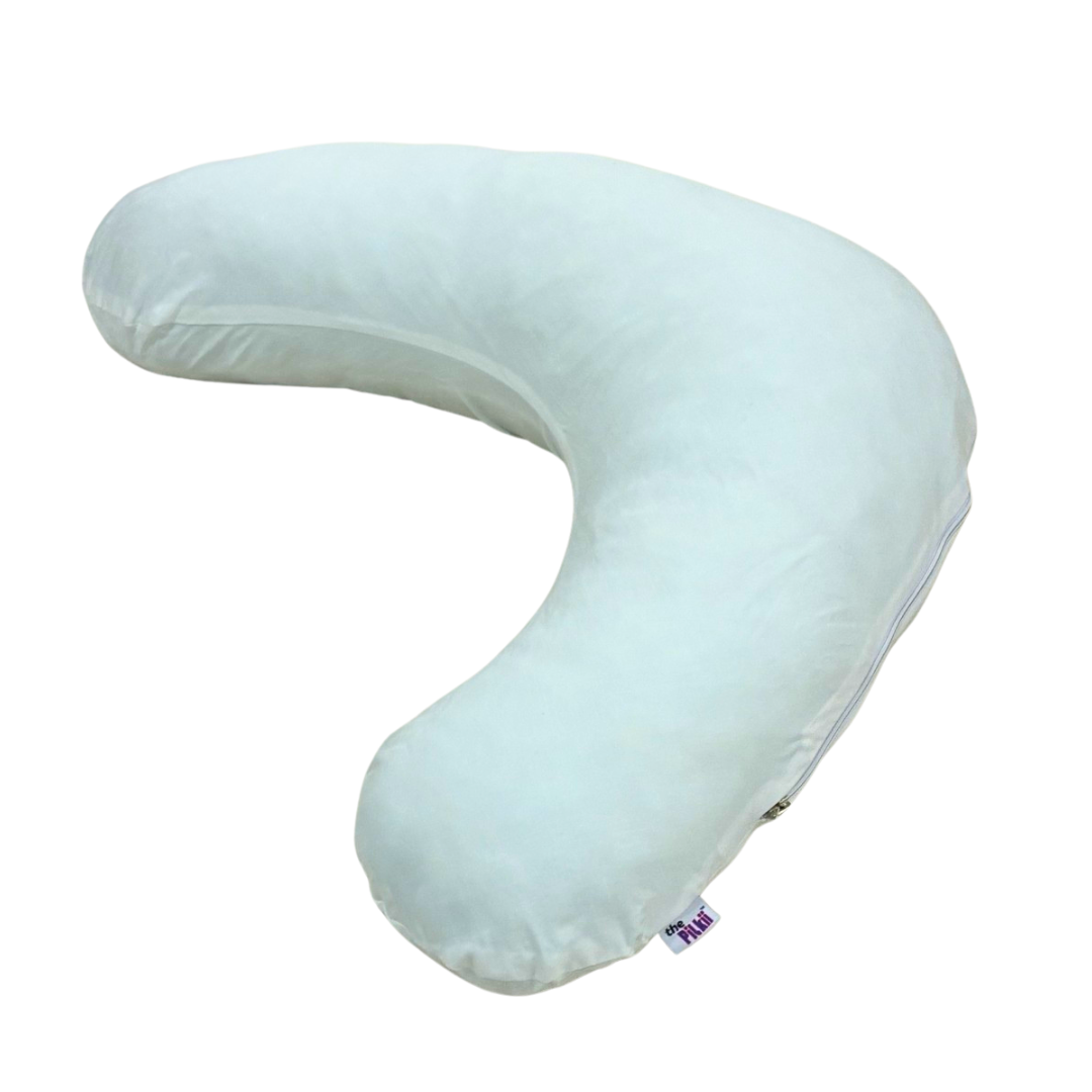 White U-shaped boomerang pillowcase pillow on a white background